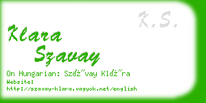 klara szavay business card